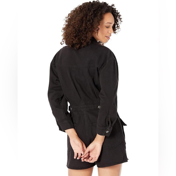 7 For All Mankind Black Denim Button-Down Romper with pockets 100% Cotton - Picture 4 of 14